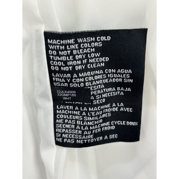 Guess Coat Rain Jacket Women Large Ivory Hooded‎ Pockets Sleek NWOT - Picture 13 of 13